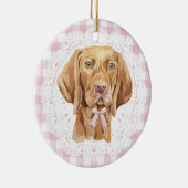 Décoration En Céramique Coquette Vizsla Dog Pink Gingham Bows (Droite)