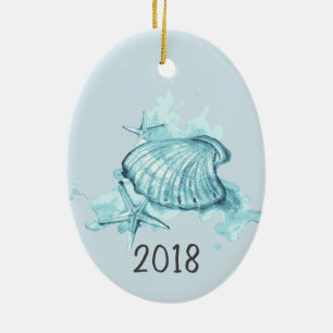 Décoration En Céramique Coquillages Aquarelle Garde année
