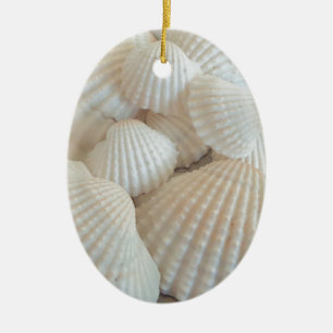 Décoration En Céramique Coquillages blancs ensoleillés, Plage d'été Exotiq
