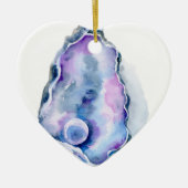 Décoration En Céramique Coquille d'huître d'aquarelle avec la perle (Devant)