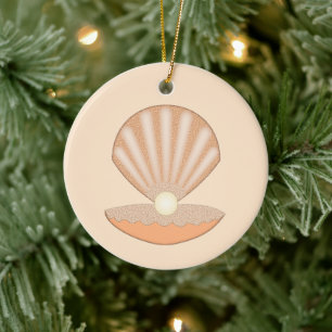 Décoration En Céramique Coquille d'huître et Perle Nom personnalisé mixte