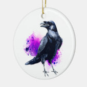 Décoration En Céramique Corbeau avec éclaboussure d'aquarelle violette (Gauche)