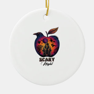 Décoration En Céramique Corbeau de nuit effrayant Pomme Château hanté Spoo