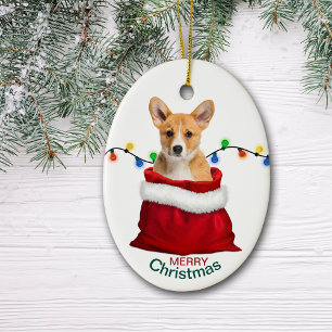 Décoration En Céramique Corgi Chien de Chien en Vacances sac cadeau