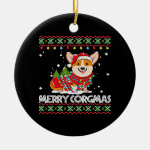 Décoration En Céramique Corgi Chien Joyeux Corgmas Santa Corgi Noël dégueu