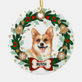 Décoration En Céramique Corgi Chien Noël Mignonne Chien Cookie Wreath (Devant)