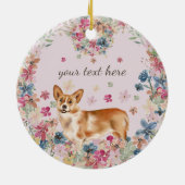 Décoration En Céramique Corgi Chig Puppy imprimé de fleur (Dos)