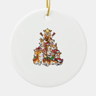 Décoration En Céramique Corgi Christmas Tree Chien Père Noël Joyeux Corgma