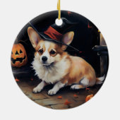 Décoration En Céramique Corgi Citrouille Halloween effroi (Dos)