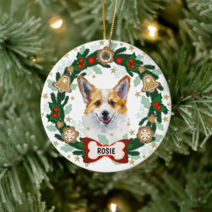 Décoration En Céramique Corgi Cute Dog Christmas Cute Dog Cookie Wreath