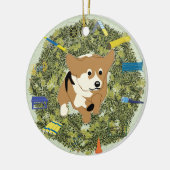 Décoration En Céramique Corgi d'agilité de guirlande de Noël (Gauche)