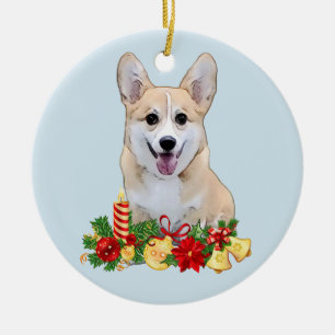 Décoration En Céramique Corgi de Gallois de Noël avec des présents