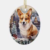 Décoration En Céramique Corgi de Noël d'hiver (Droite)