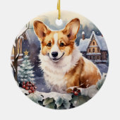 Décoration En Céramique Corgi de Noël d'hiver (Dos)
