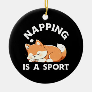 Décoration En Céramique Corgi drôle qui fait une sieste est un sport pour