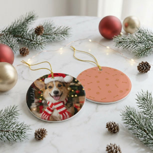 Décoration En Céramique Corgi festif chapeau de Père Noël Noël