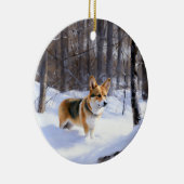 Décoration En Céramique Corgi laisse neiger Noël (Droite)
