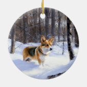 Décoration En Céramique Corgi laisse neiger Noël (Dos)
