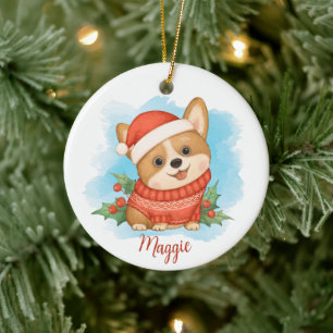Décoration En Céramique Corgi mignon avec nom