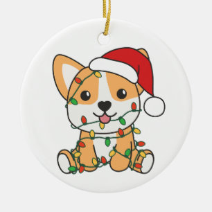 Décoration En Céramique Corgi Noël Animaux d'hiver Chien