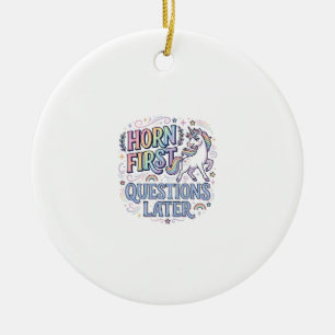 Décoration En Céramique Corne de Licorne Questions D'abord Plus Tard Adora