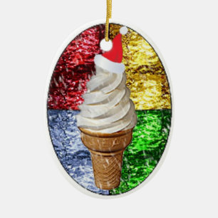 Décoration En Céramique Cornet de crème glacée de Père Noël en verre