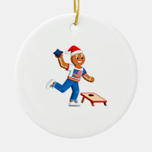 Décoration En Céramique Cornhole Pain d'épice Noël 2026 Vacances Tailga