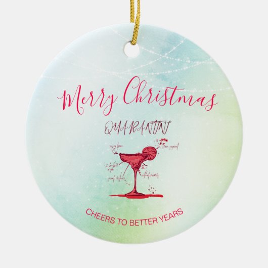 Décoration En Céramique Corona Noël Vacances Quarantini Martini Vert (Devant)