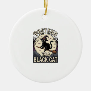 Décoration En Céramique Costume de chat noir vintage Halloween sorcière ch