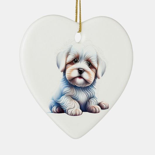 Décoration En Céramique Coton de Tulear Chiot personnalisé (Droite)