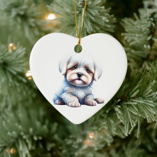 Décoration En Céramique Coton de Tulear Chiot personnalisé (Arbre)