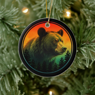 Décoration En Céramique Coucher de soleil ours nature animal faune