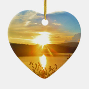 Décoration En Céramique Coucher de soleil sur le lac Arrowhead