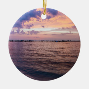 Décoration En Céramique Coucher de soleil violet à Navarre Beach pendant l