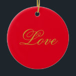 Décoration En Céramique Couleur or Script Red Love Mariage Calligraphie<br><div class="desc">Vous pouvez facilement changer les polices et les couleurs. Vous pouvez également ajouter votre logo et l'image arrière - plan comme vous le souhaitez.</div>