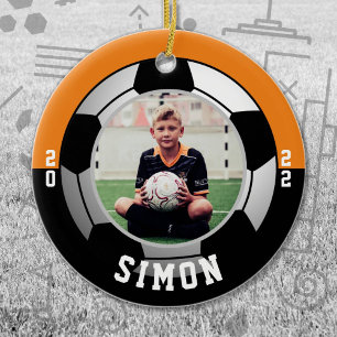 Décoration En Céramique Couleurs de l'équipe noire orange de football