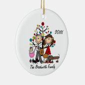 Décoration En Céramique Couple avec bébé fille deux chiens (Droite)