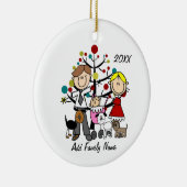 Décoration En Céramique Couple avec bébé fille trois chiens (Droite)