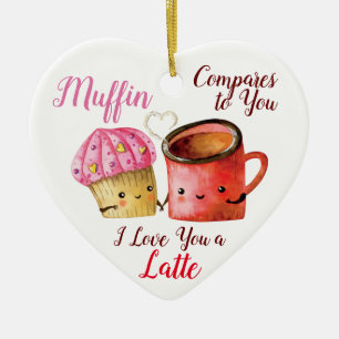 Décoration En Céramique Couple de Cupcake et de Mug de la Saint-Valentin