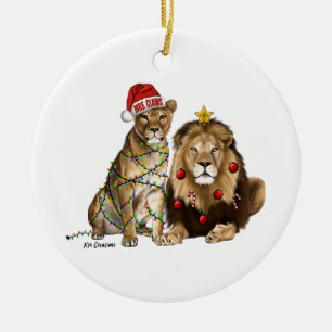 Décoration En Céramique Couple de lions