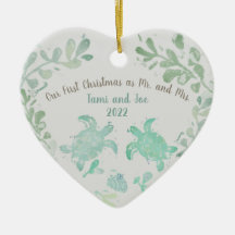 Couple Holiday Sea Turtle Coastal Beach Ornament