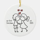 Décoration En Céramique Couple personnalisé Premier Noël (Devant)