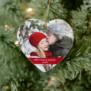 Décoration En Céramique Couple photo avant Flammes de neige Retour Coeur