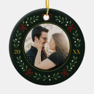 Décoration En Céramique Couple photo Wreath First Christmas Together