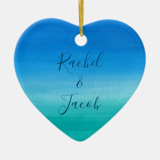 Décoration En Céramique Couples de mariage de plage d'aquarelle (Devant)