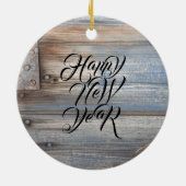 Décoration En Céramique Couples Premier Noël avec nom Date Rustique (Dos)