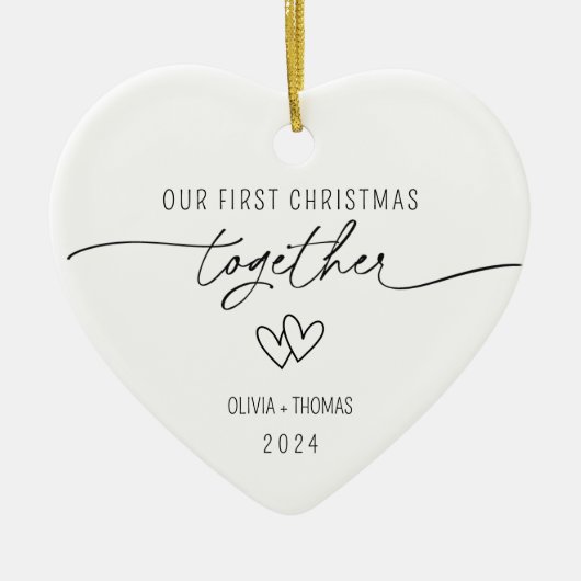 Décoration En Céramique Couples Premier Noël Ensemble Photo (Devant)