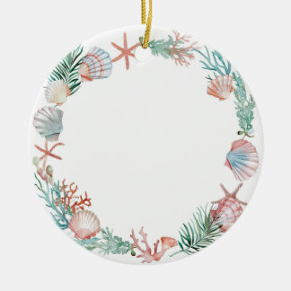 Décoration En Céramique Couronne de coquillages à l'aquarelle, création de