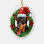 Décoration En Céramique Couronne de Noël allemande Pinscher (Droite)