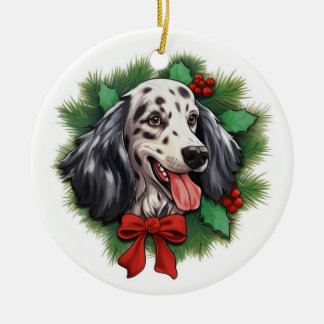 Décoration En Céramique Couronne de Noël anglaise Setter